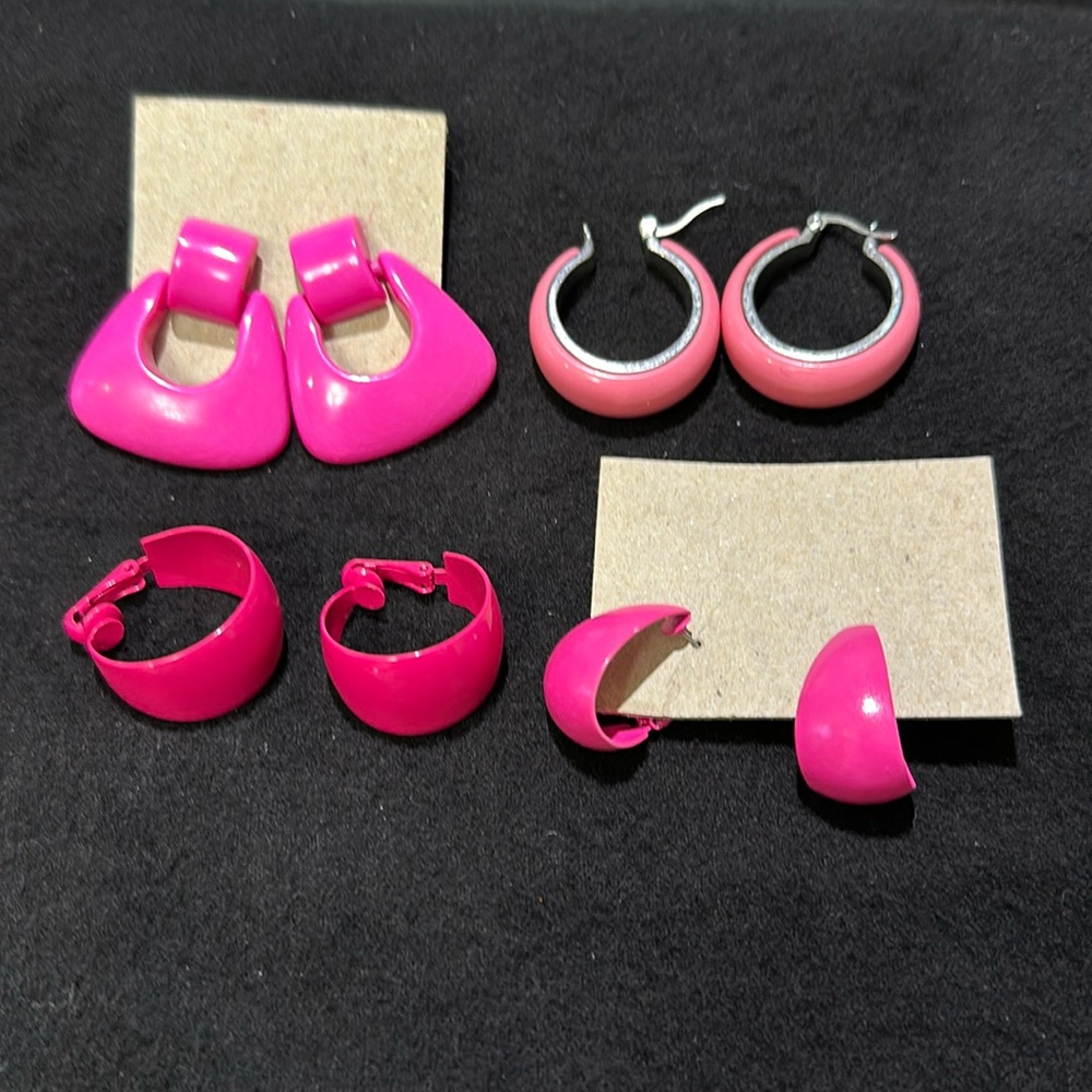 Pink various earrings 4 pairs